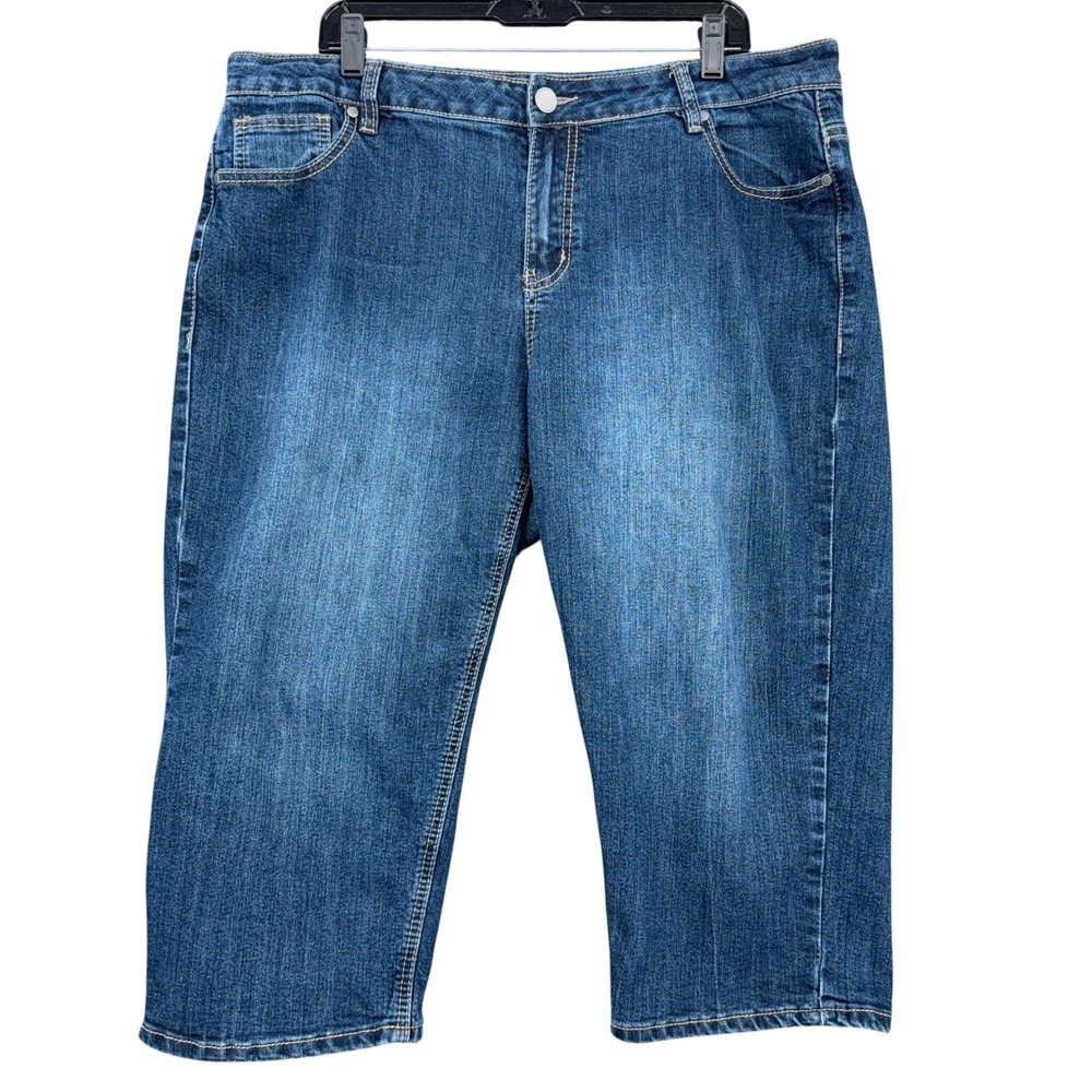 Avenue Denim Capri Jeans Women 18 Cotton Polyester Spandex Blue